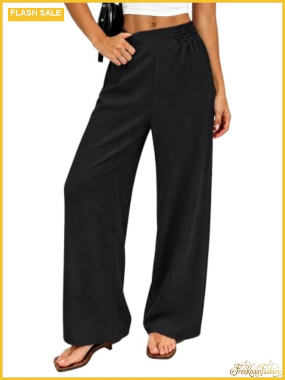 Wide Leg Palazzo Pants Women High Waist Deep Pockets Summer